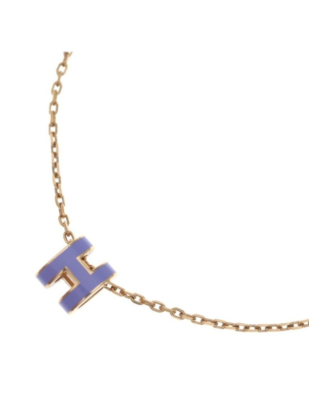Hermes Pop H Pendant Chain Pink Gold Purple